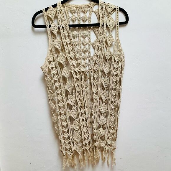 PRADA KNIT VEST BLOUSE MEDIUM FRANCE CREAM TAN - Picture 1 of 3